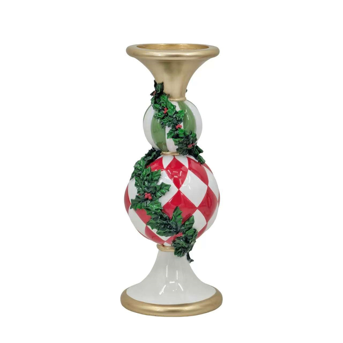 Bulk 4 Christmas Ball Candle Holder W Holly Leaf 12x12x30cm