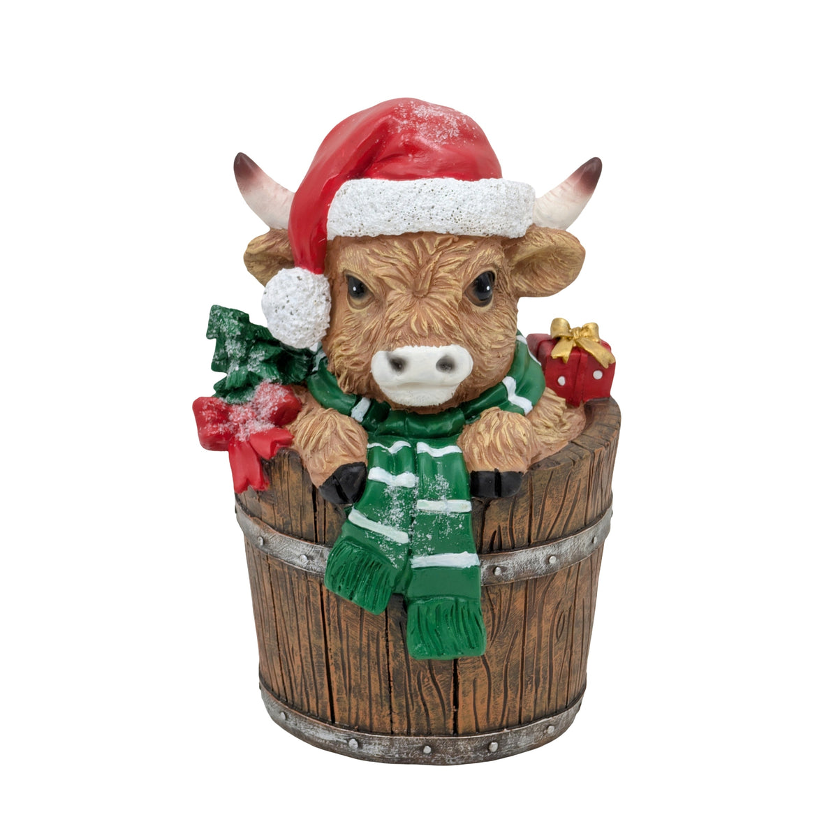 Bulk 4 Xmas Polyresin Highland Cow 17x16.5x25cm