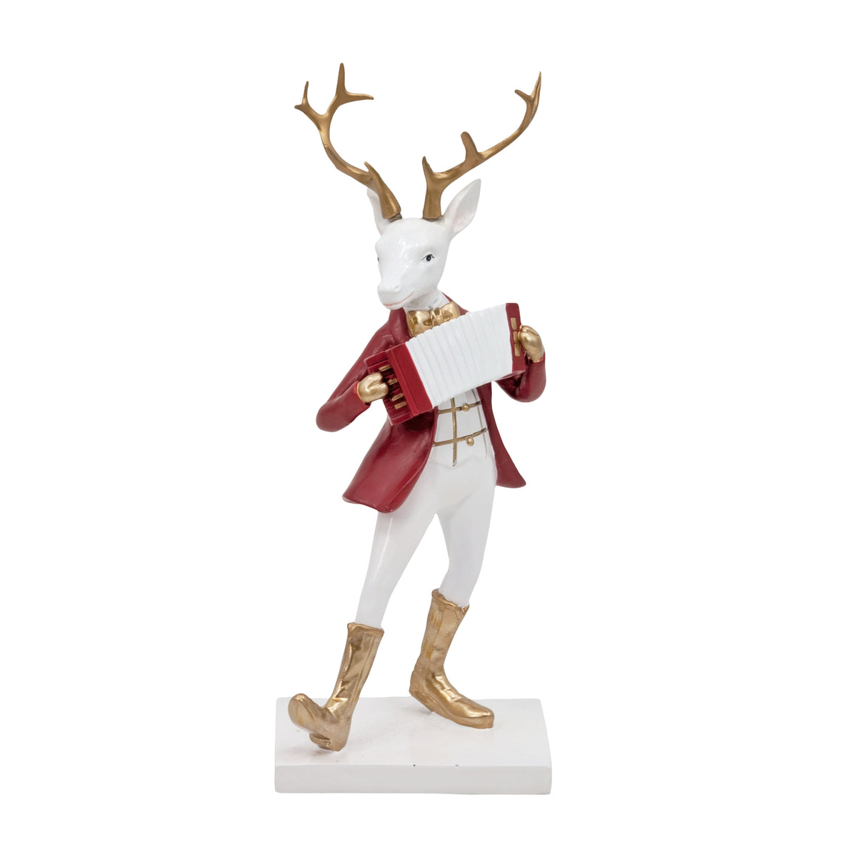 Bulk 6 Polyresin Xmas Reindeer Accordionist 11x8.4x27cm