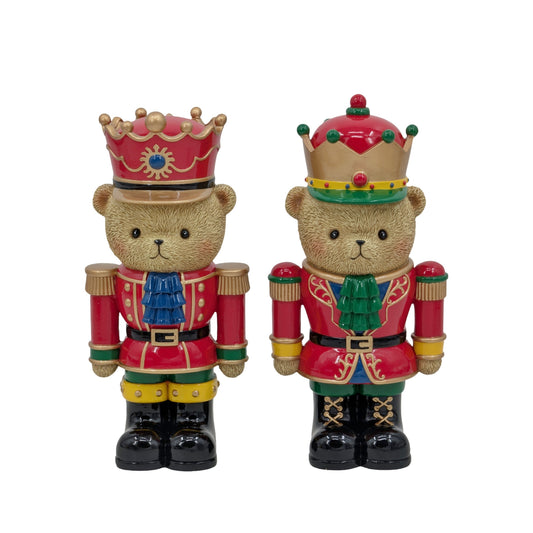 Bulk 8 Polyresin Xmas Bear Nutcracker 13x9.5x26cm 2 Asst