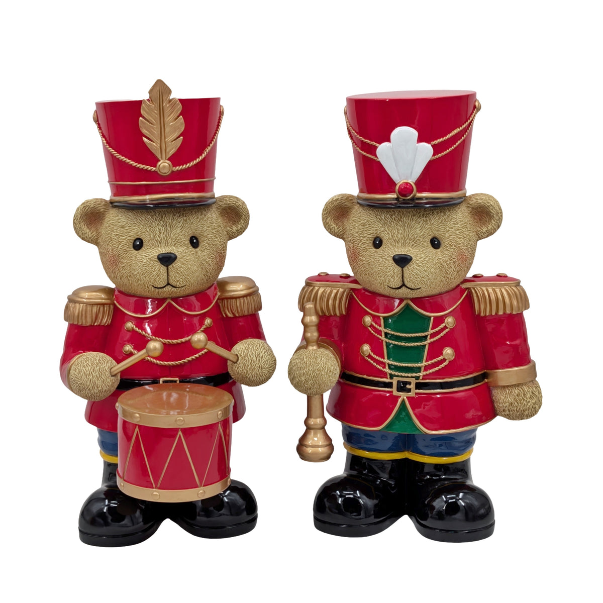 Bulk 2 Polyresin Xmas Bear Nutcracker 25x17x44cm 26x22x46cm 2 Asst