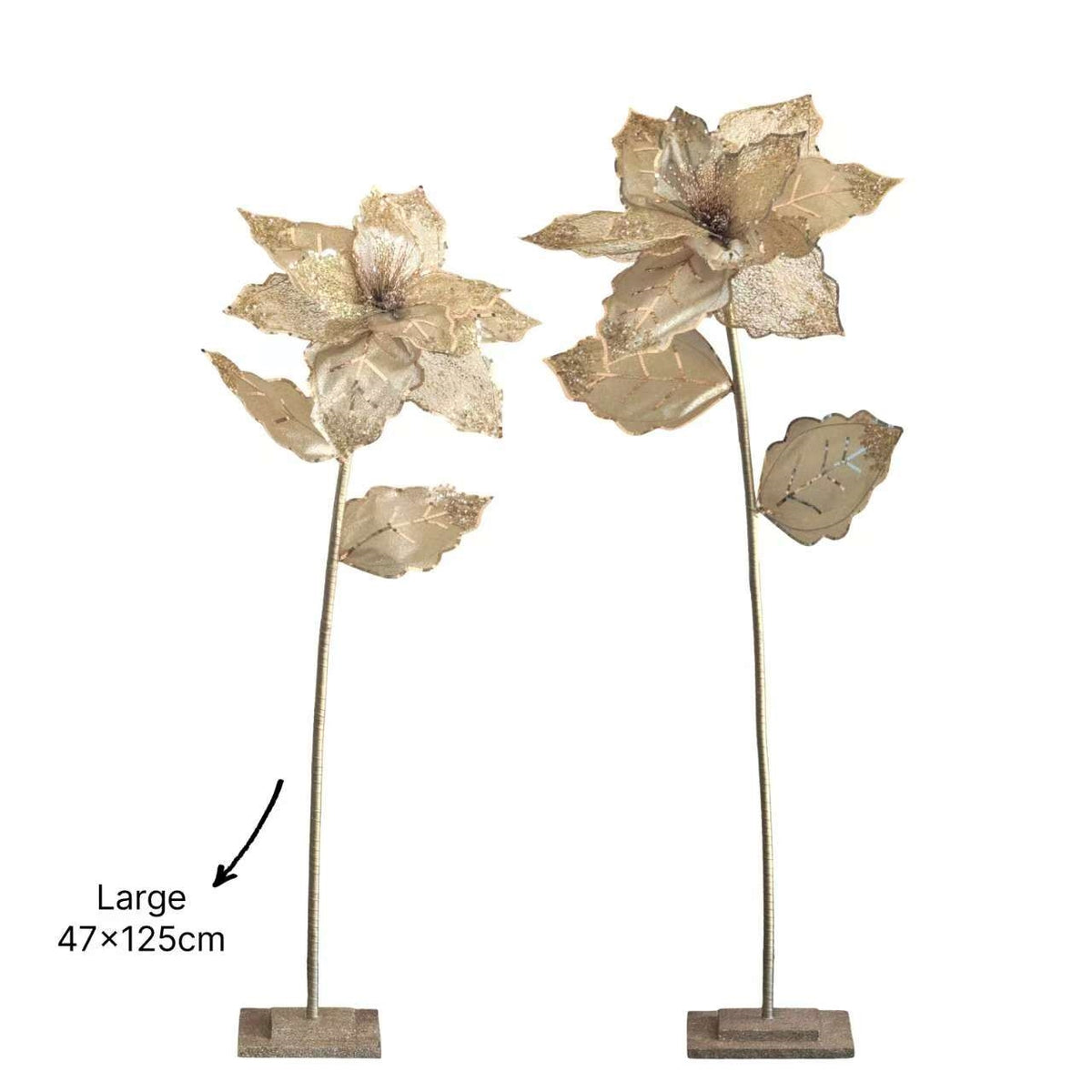 Bulk 4 Xmas Champagne Luxe Poinsettia Lrg 47x47x125cm