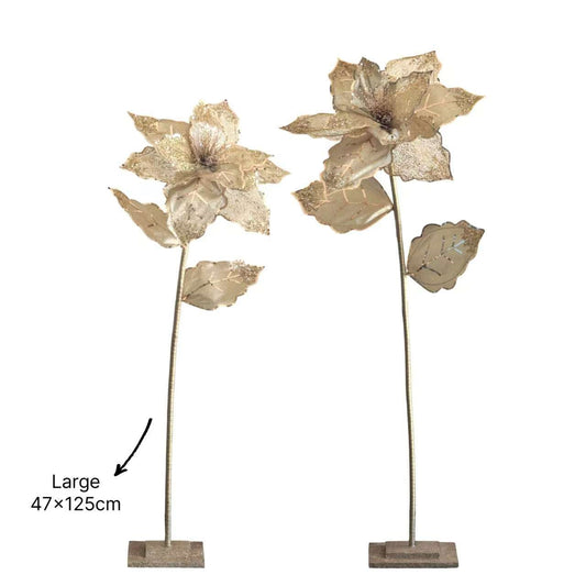 Bulk 4 Xmas Champagne Luxe Poinsettia Lrg 47x47x125cm