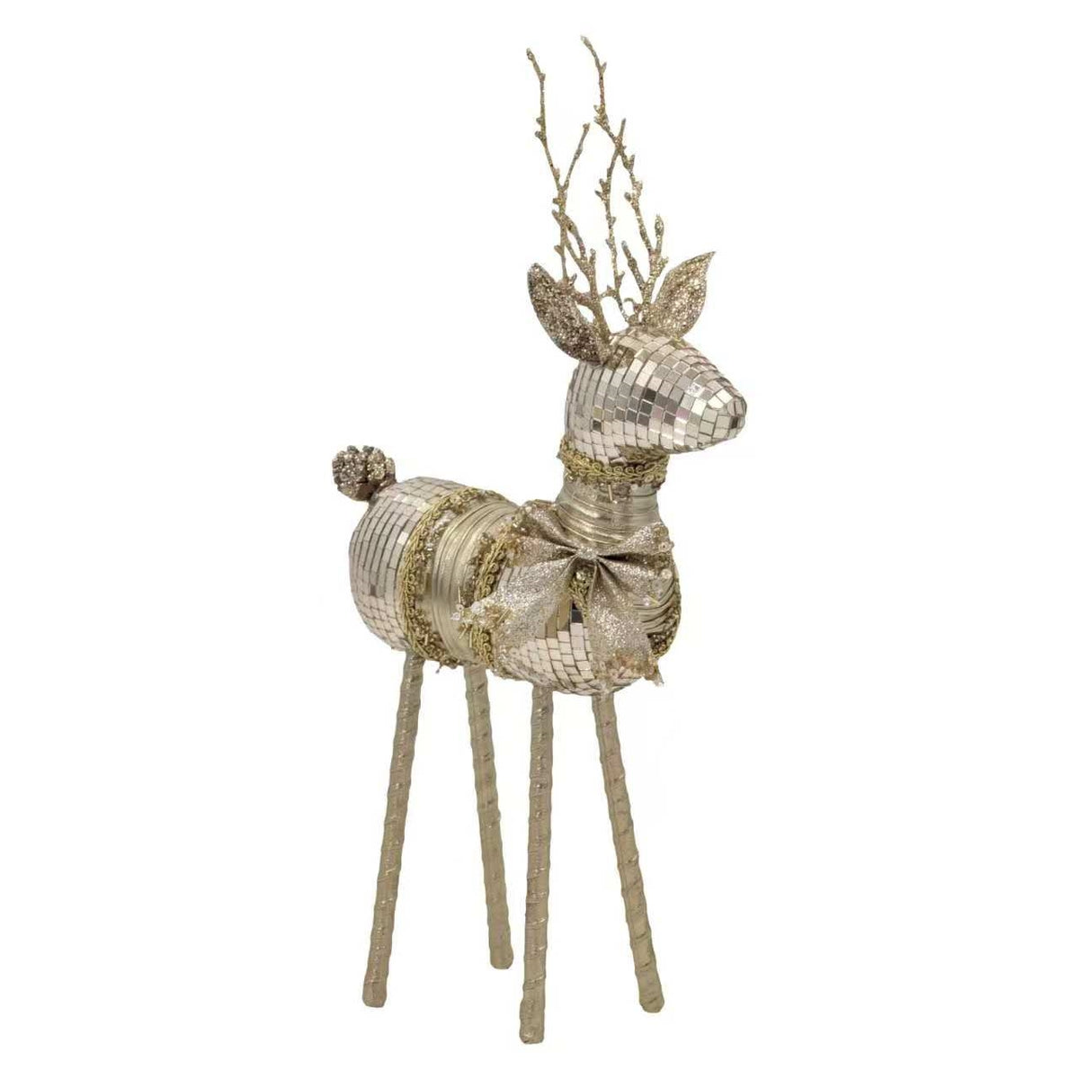 Bulk 6 Xmas Champagne Luxe Reindeer 22x6x35cm