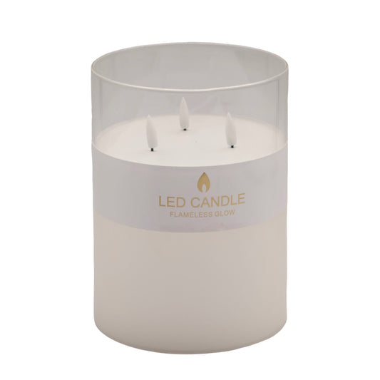 bulk 4 Glass Tube Led Candle 3 Wick 20cm
