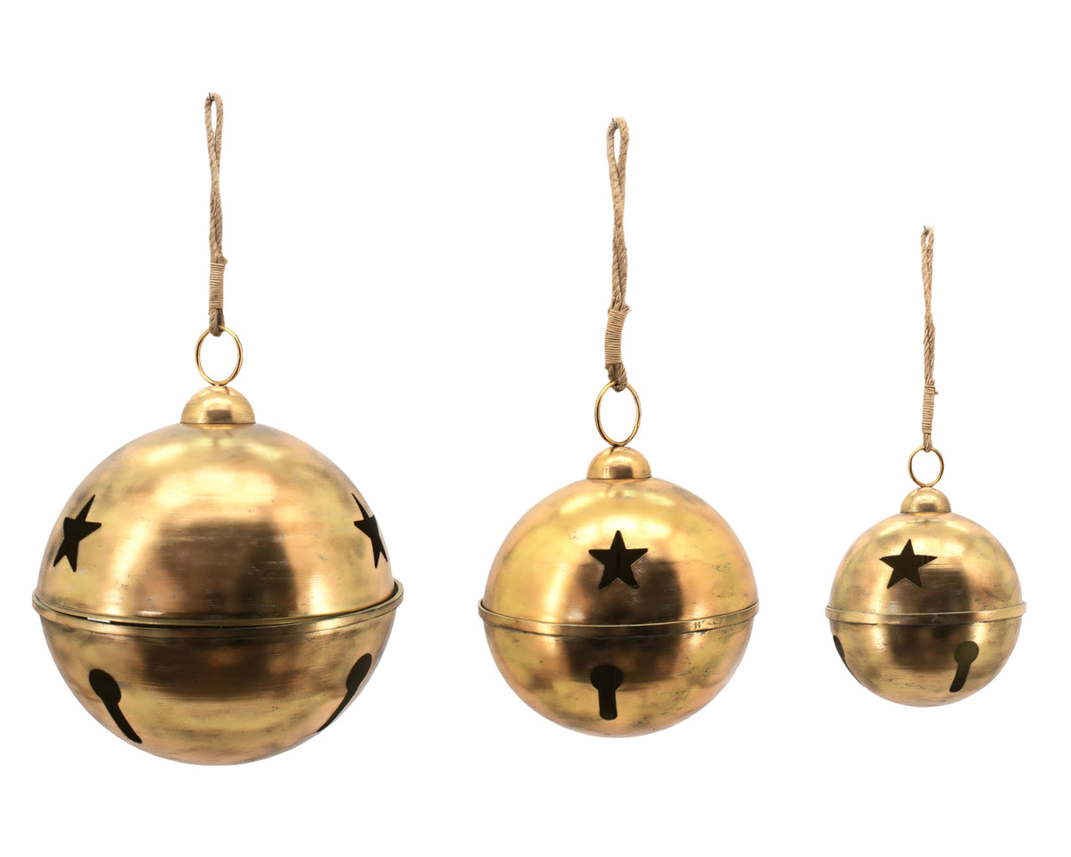 Antique Gold Metal Star Bell s/3 62x62x76cm