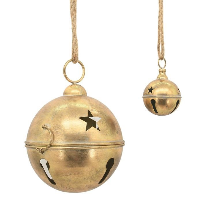 Bulk 4 Antique Gold Metal Star Bell s/2 24.5x24.5x33cm