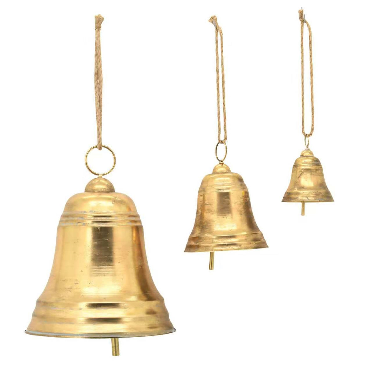 Bulk 2 Antique Gold Metal Ship Bell s/3 31x31x38.5cm