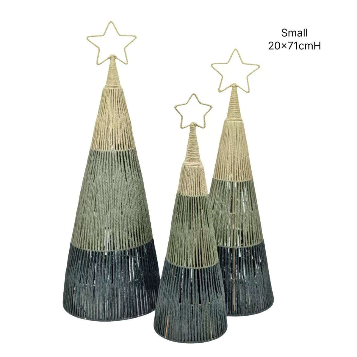 Bulk 6 Xmas Forest Green Paper Rope Tree Sml 20x71cm