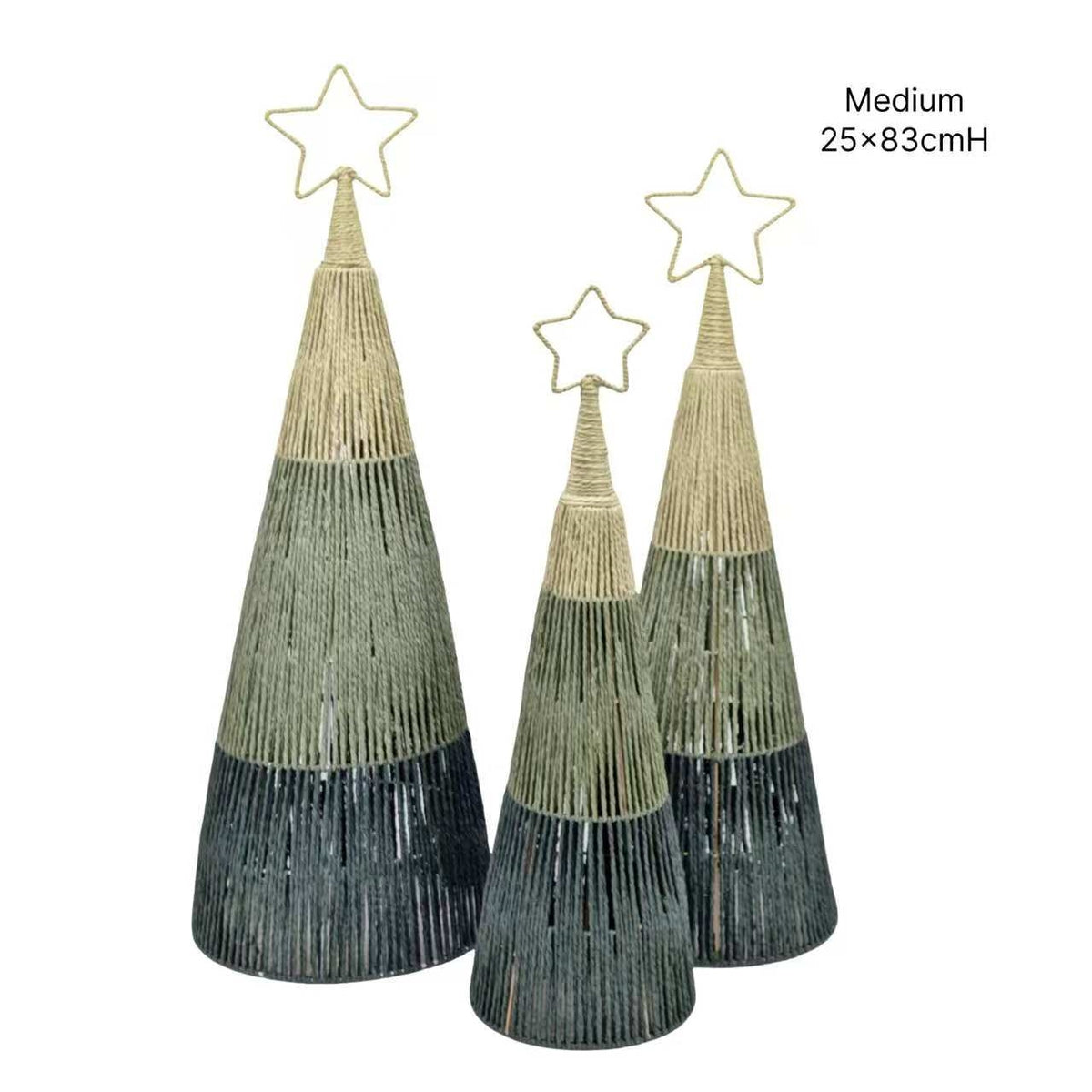 Bulk 4 Xmas Forest Green Paper Rope Tree Med 25x83cm