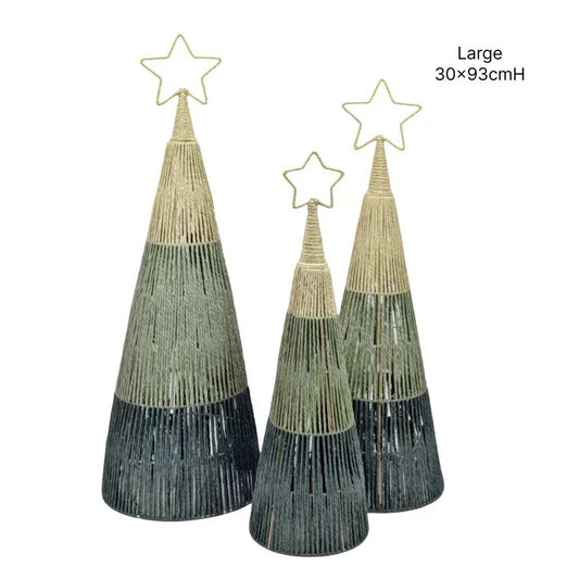 Bulk 2 Xmas Forest Green Paper Rope Tree 30x93cm
