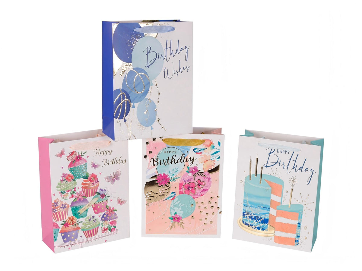 Bulk 24 Birthday Delight Gift Bag Xlrg 42x31x12cm 4 Asst