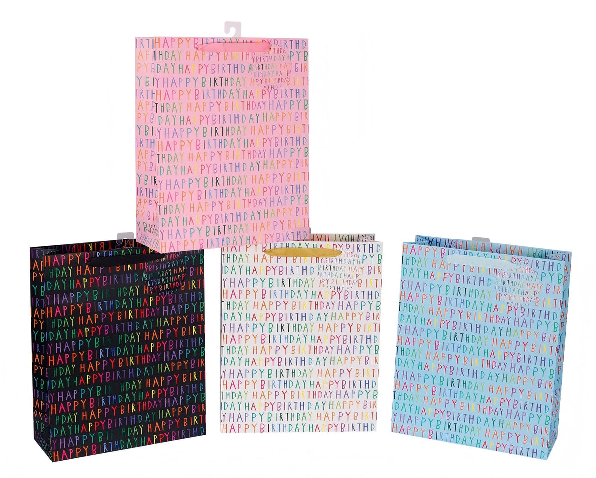 Bulk 24 Everyday Birthday Gift Bag Med 23x18x10cm 4 Asst