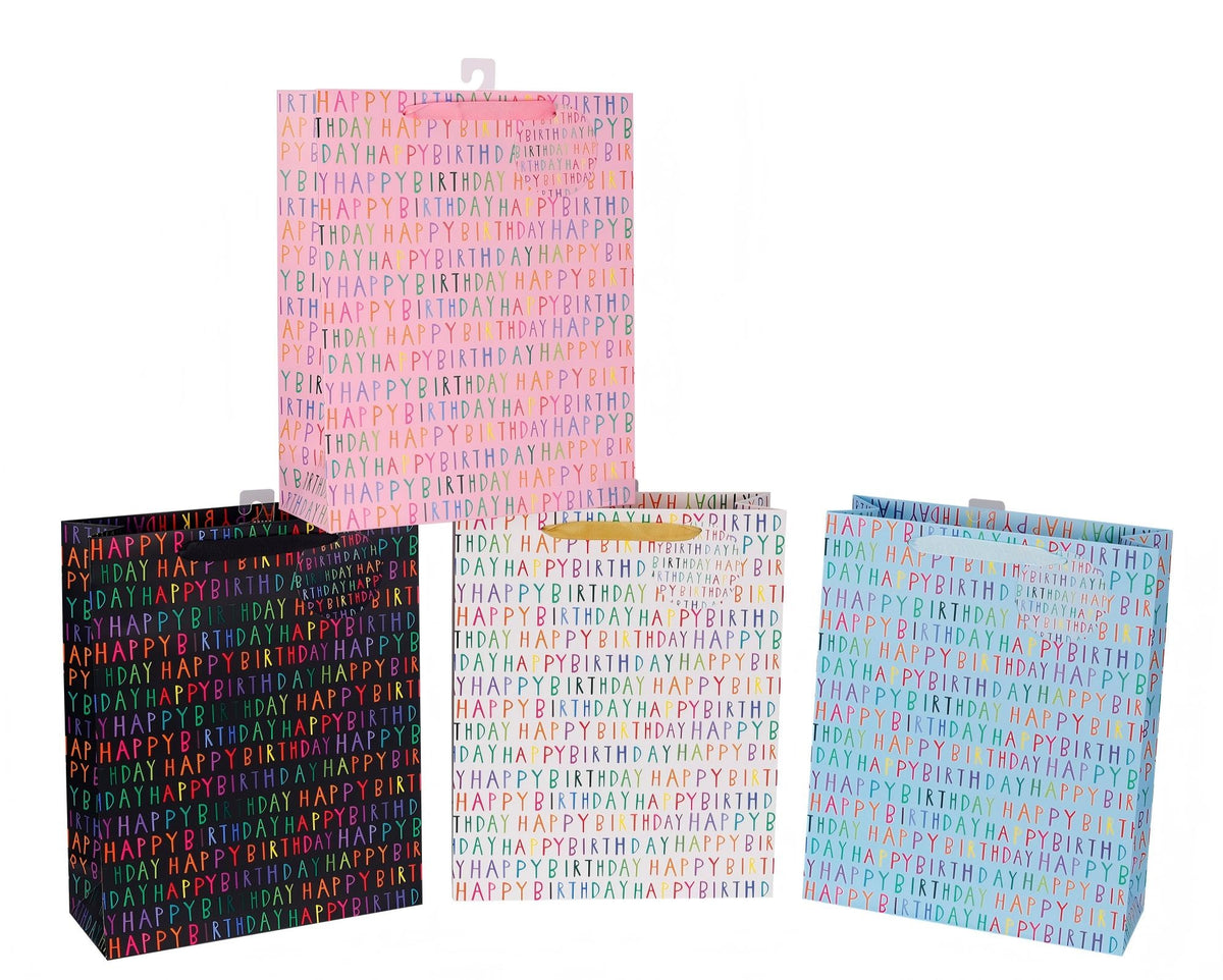 Bulk 24 Everyday Birthday Gift Bag Xlrg 42x31x12cm 4 Asst