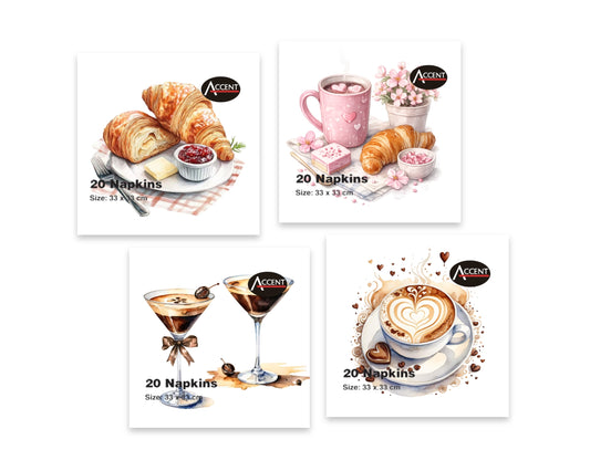 bulk 960 Coffee Moment Napkins 2ply Assort 33cm