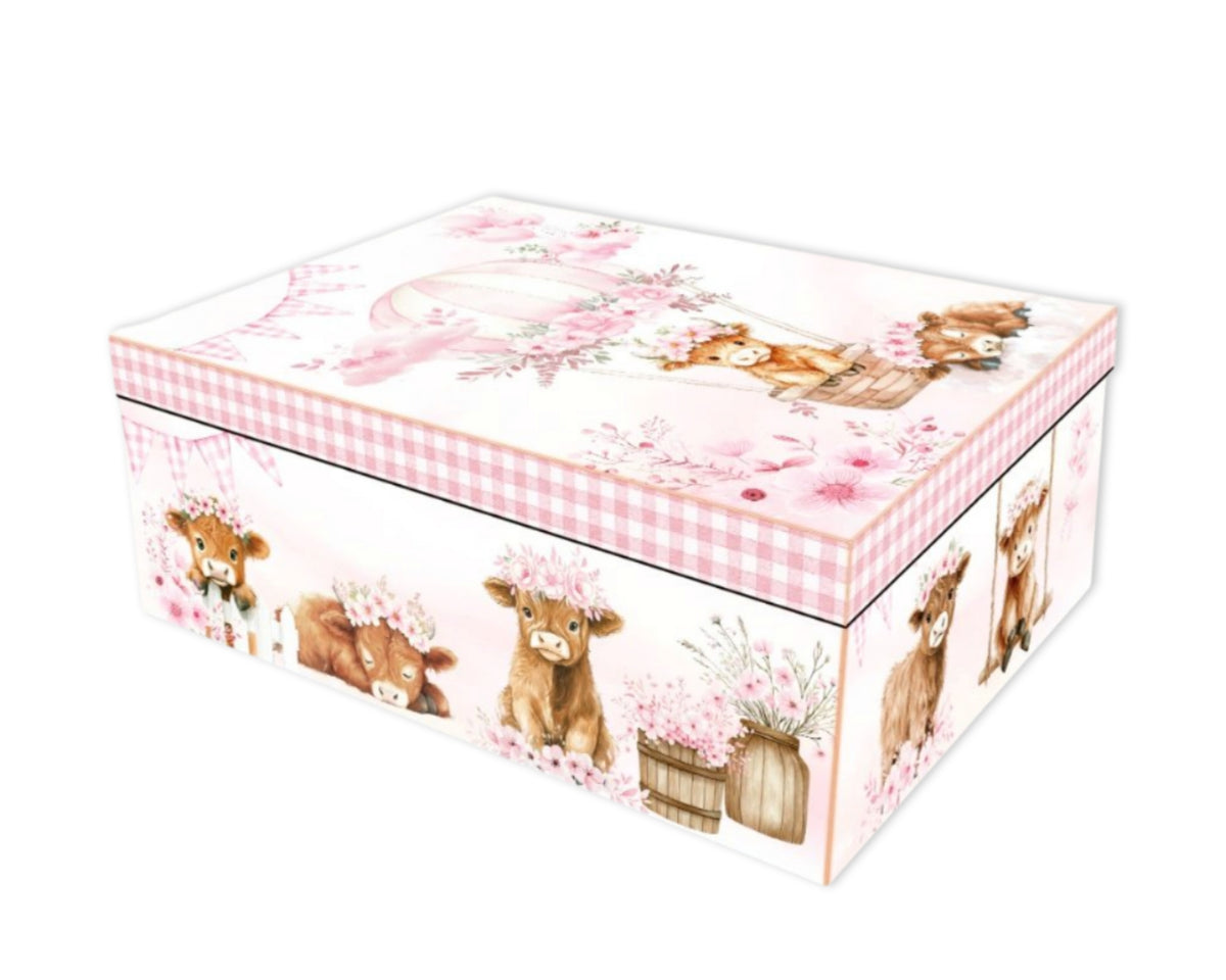 Bulk 2 Pink Highland Cow Gift Box Set 18 43x34x16cm