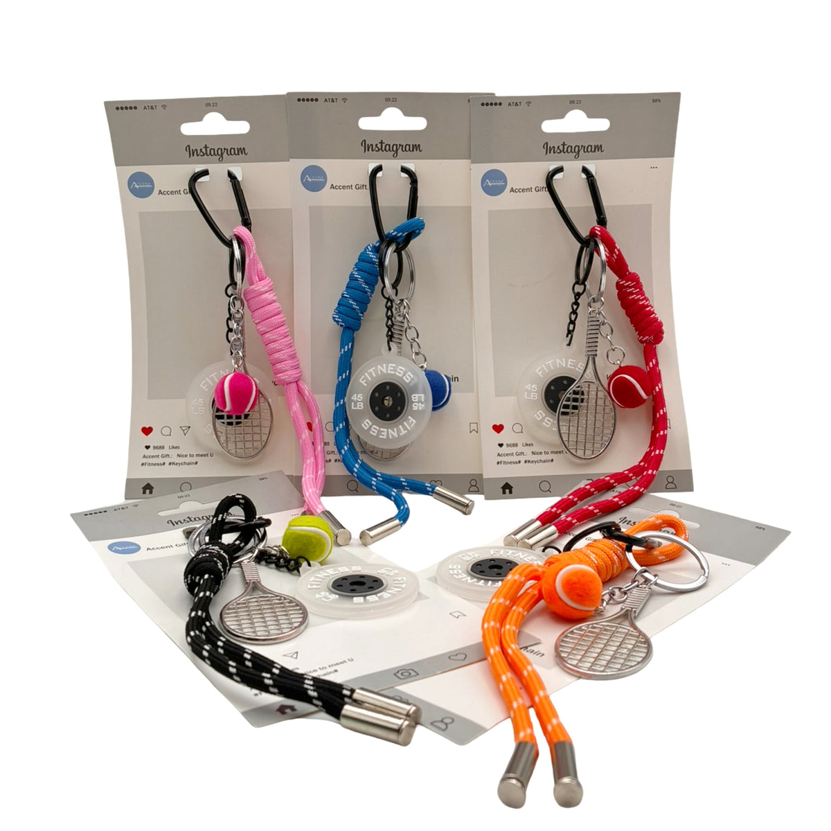 Bulk 24 set3 Tennis & Fitness Keychain 5 Asst