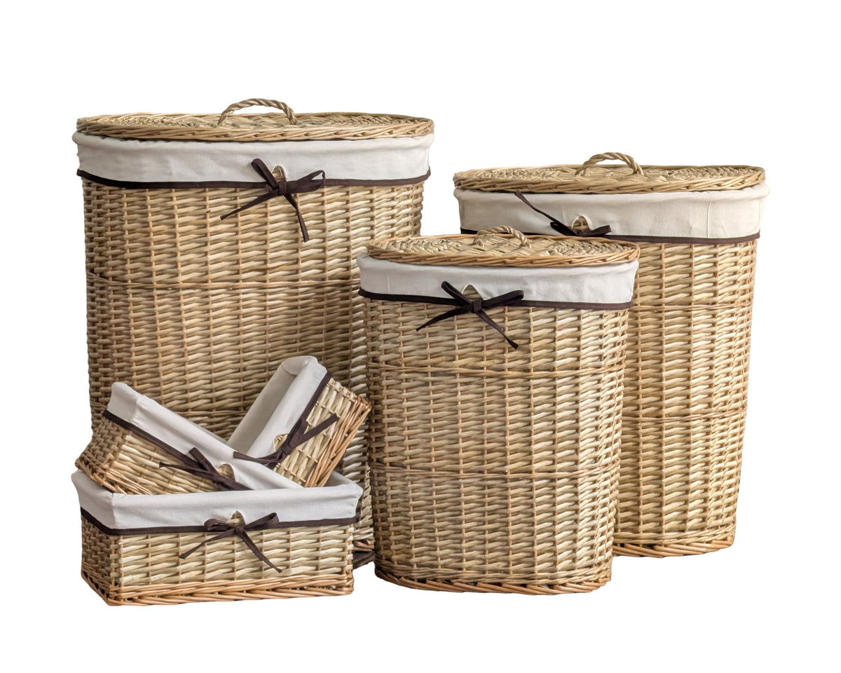 Natural Willow Basket Oval s/6 55x40xh66cm