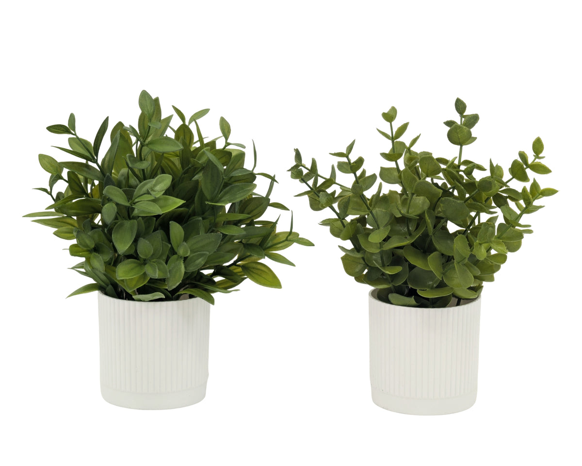Bulk 24 Small Artificial Greenery in Pot 2 Asst