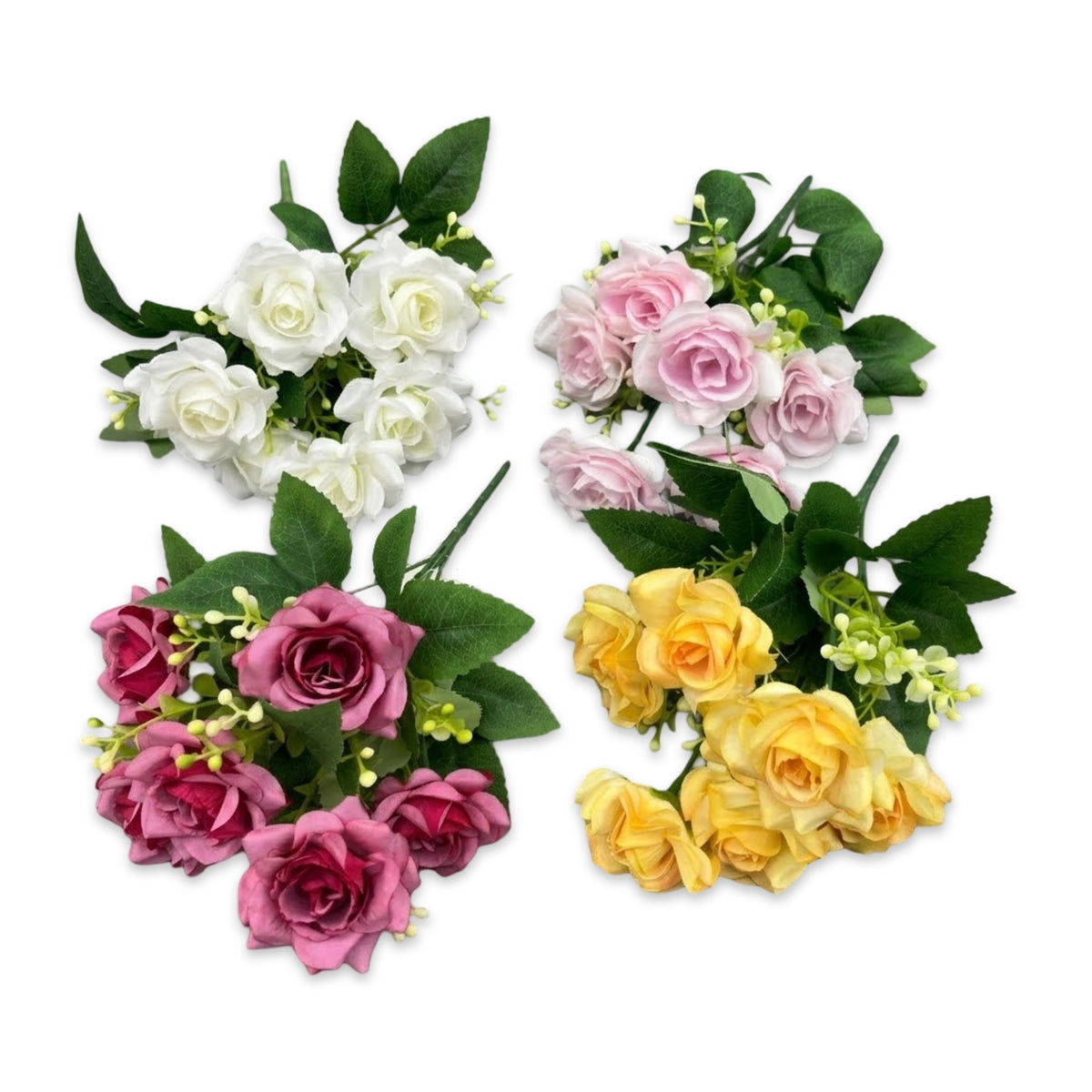 Bulk 24 Artificial Rose Bunch 30cm 4 Asst