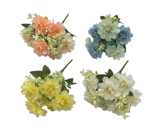 Bulk 24 Artificial Dahlias Flower Bunch 30cm 4 Asst