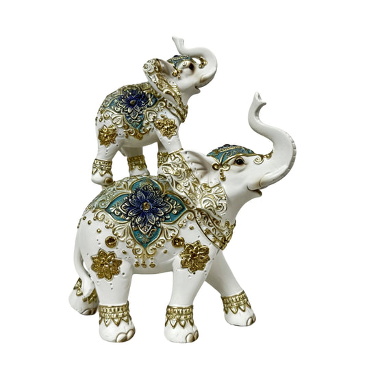 Bulk 4 Resin Sapphire Filigree Elephant Mum & Bub