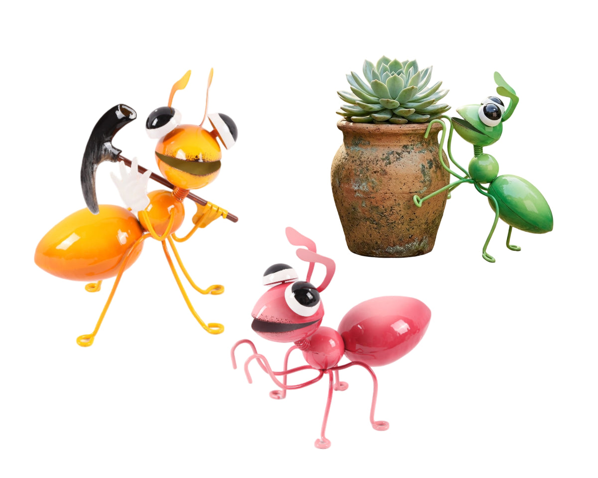 Bulk 12 Metal Ant Garden Decor 9x15x14cm 8x13.5x17cm 3 Asst