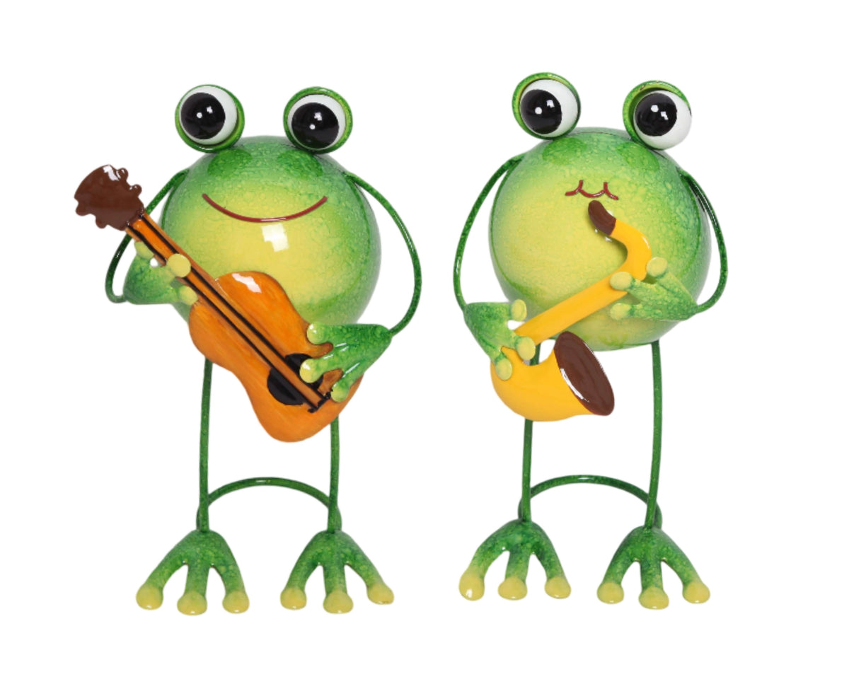 Bulk 12 Metal Musical Frog Garden Decor 14x11.5x23cm 2 Asst