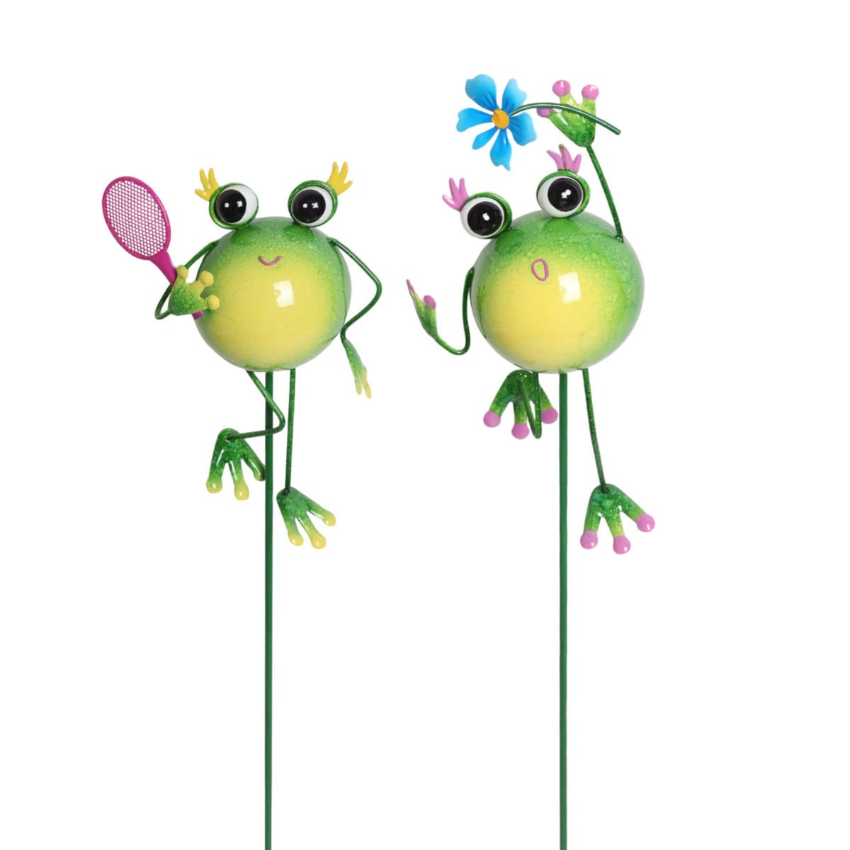 Bulk 8 Metal Frog Garden Stake 14.5x10.5x69cm 2 Asst