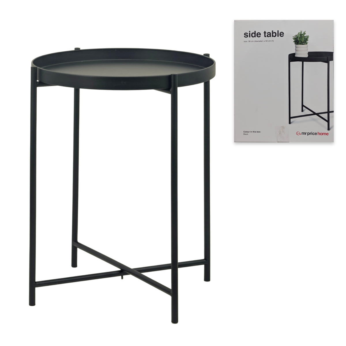 Bulk 4 Round Metal Tray Table Black 38x50cmh