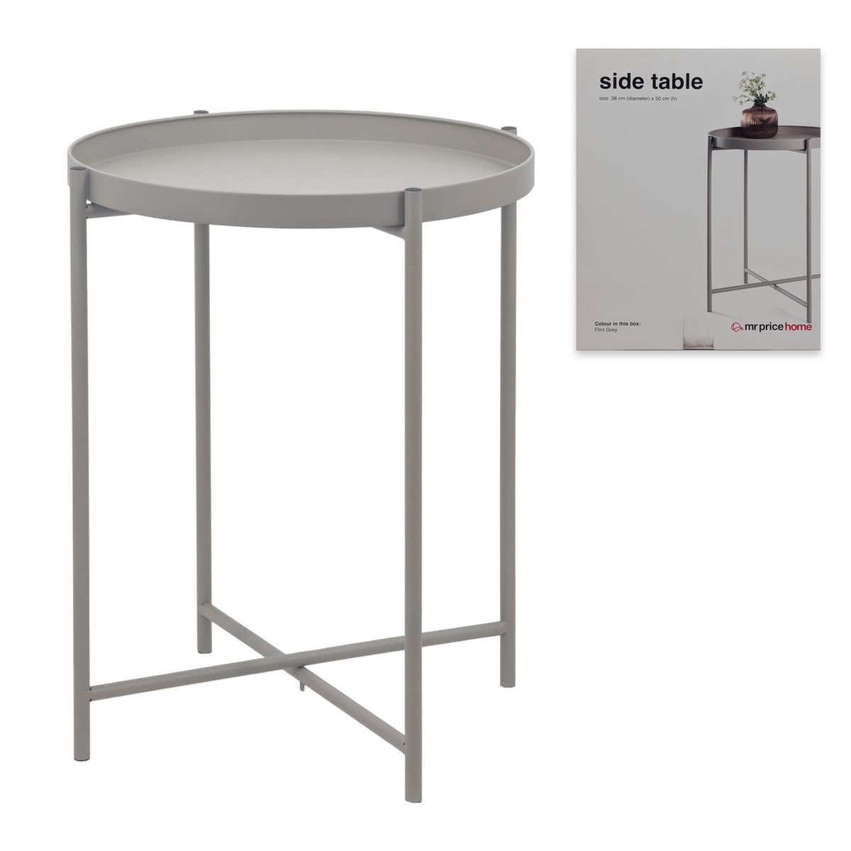 Bulk 4 Round Metal Tray Table Cream 38x50cmh