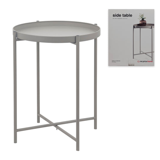 Bulk 4 Round Metal Tray Table Cream 38x50cmh
