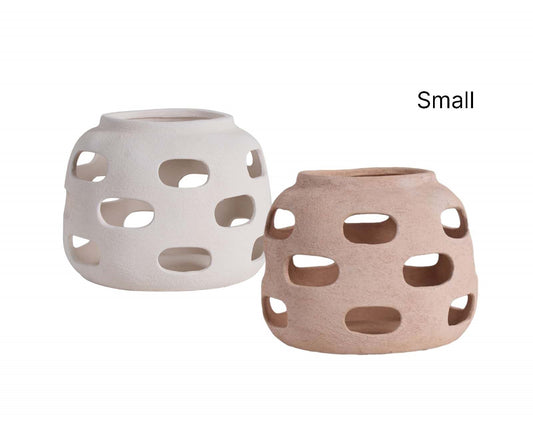 Bulk 6 Small Earthy & Sculptural Ceramic Candle Holder 2 Asst
