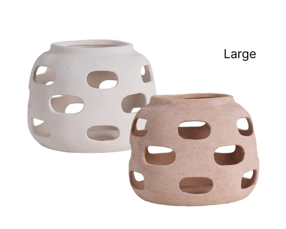 Bulk 4 Large Earthy & Sculptural Ceramic Candle Holder 2 Asst