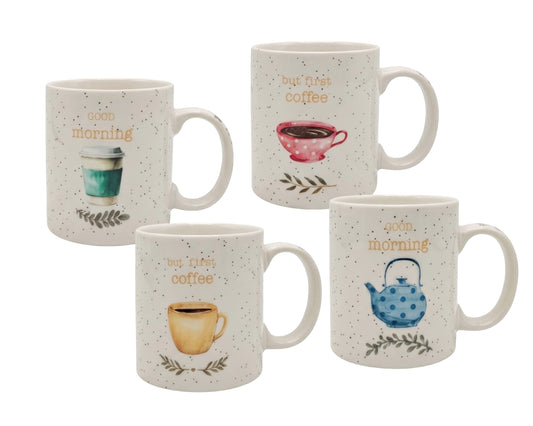 Bulk 24 Morning Brew Porcelain Mug 355ml 4 Asst