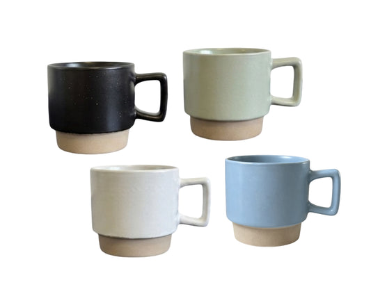Bulk 24 Stackable Stoneware Mug With Dots 118ml 3 Asst