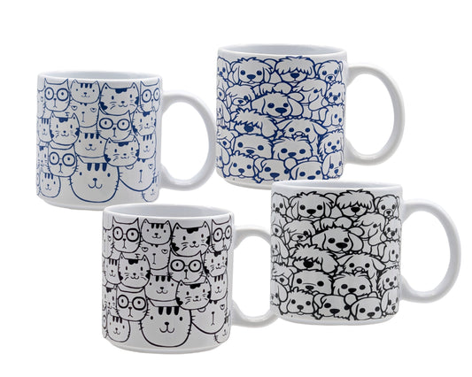Bulk 24 Mia & Ollie Cats & Dogs Porcelain Mug 4 Asst