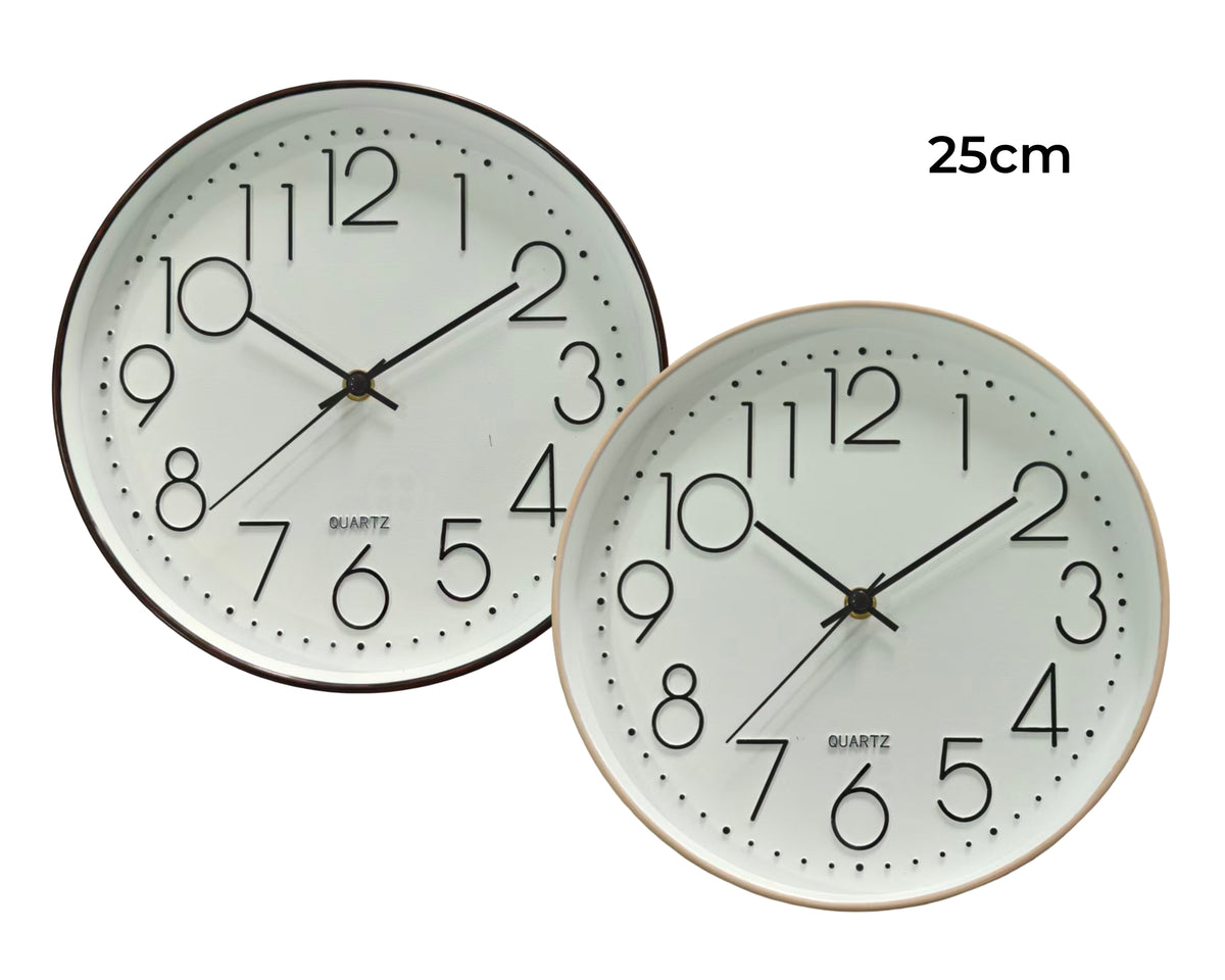 Bulk 12 Small Plastic Contemporary Round Wall Clock 2 Asst
