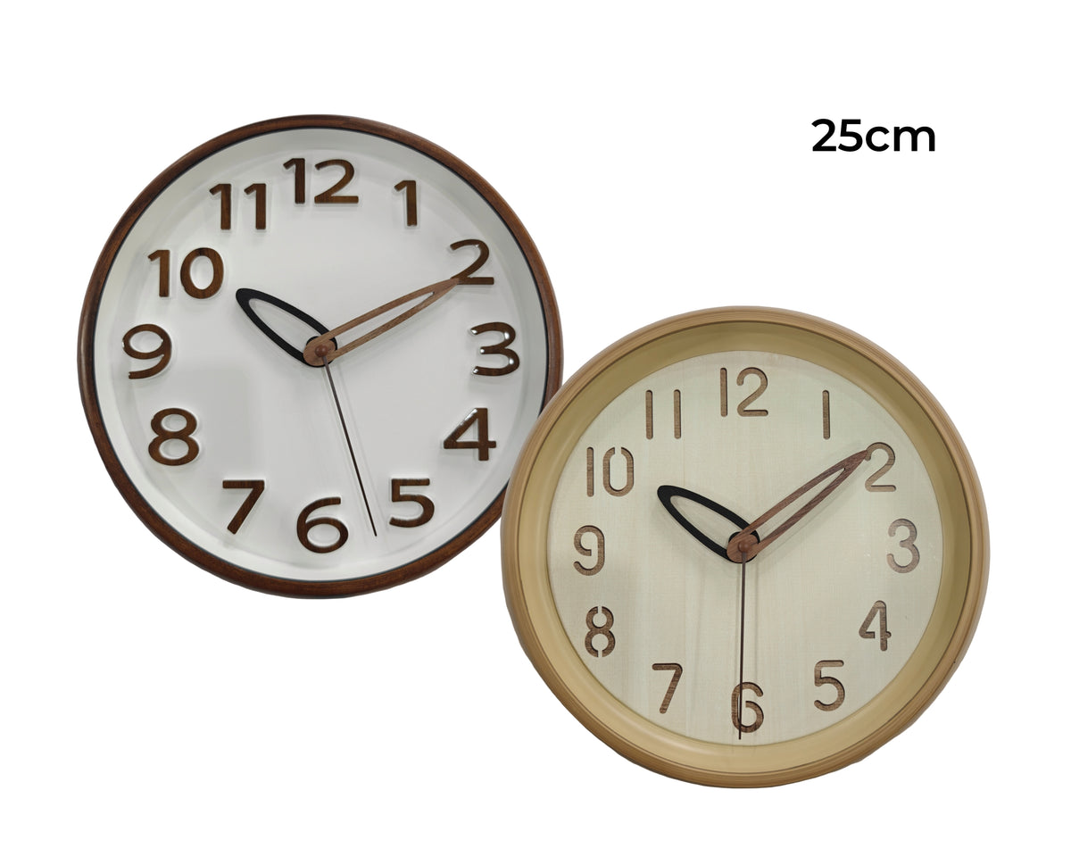 Bulk 12 Plastic Classic Round Wall Clock 2 Asst