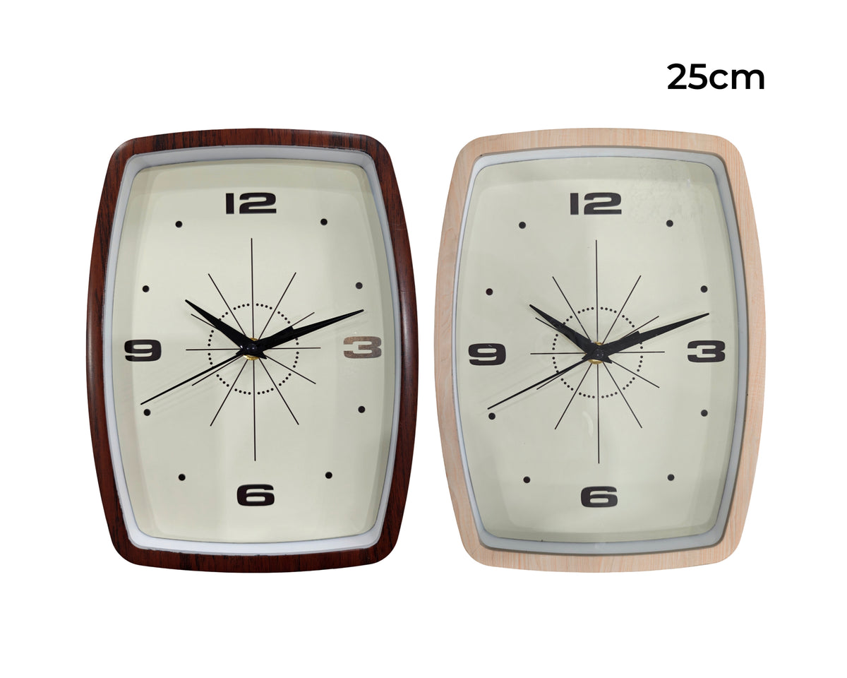 Bulk 12 Plastic Rounded Rectangle Wall Clock 2 Asst