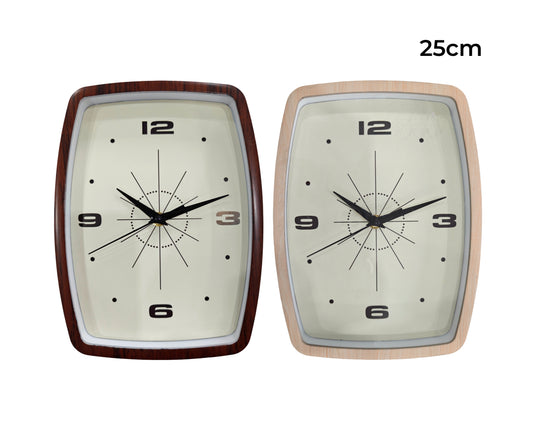 Bulk 12 Plastic Rounded Rectangle Wall Clock 2 Asst