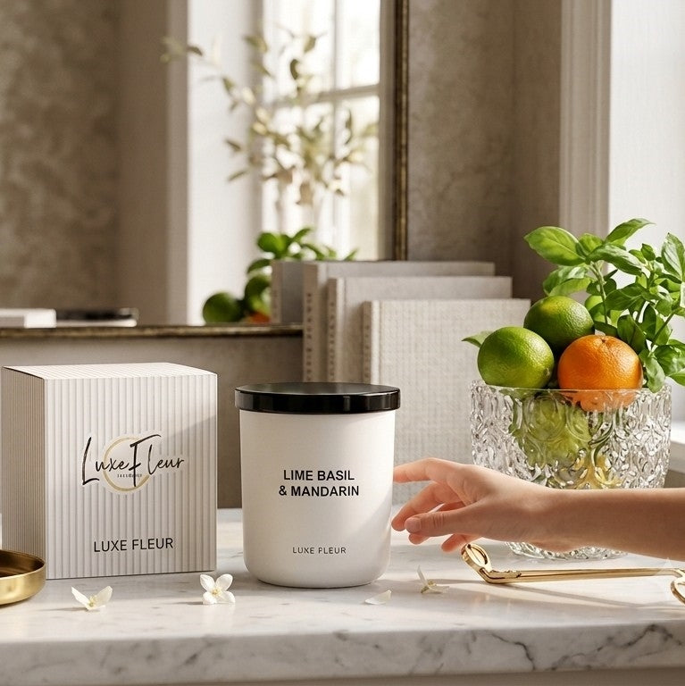 Bulk 6 Luxe Fleur Lime Basil & Mandarin Soy Candle in Jar