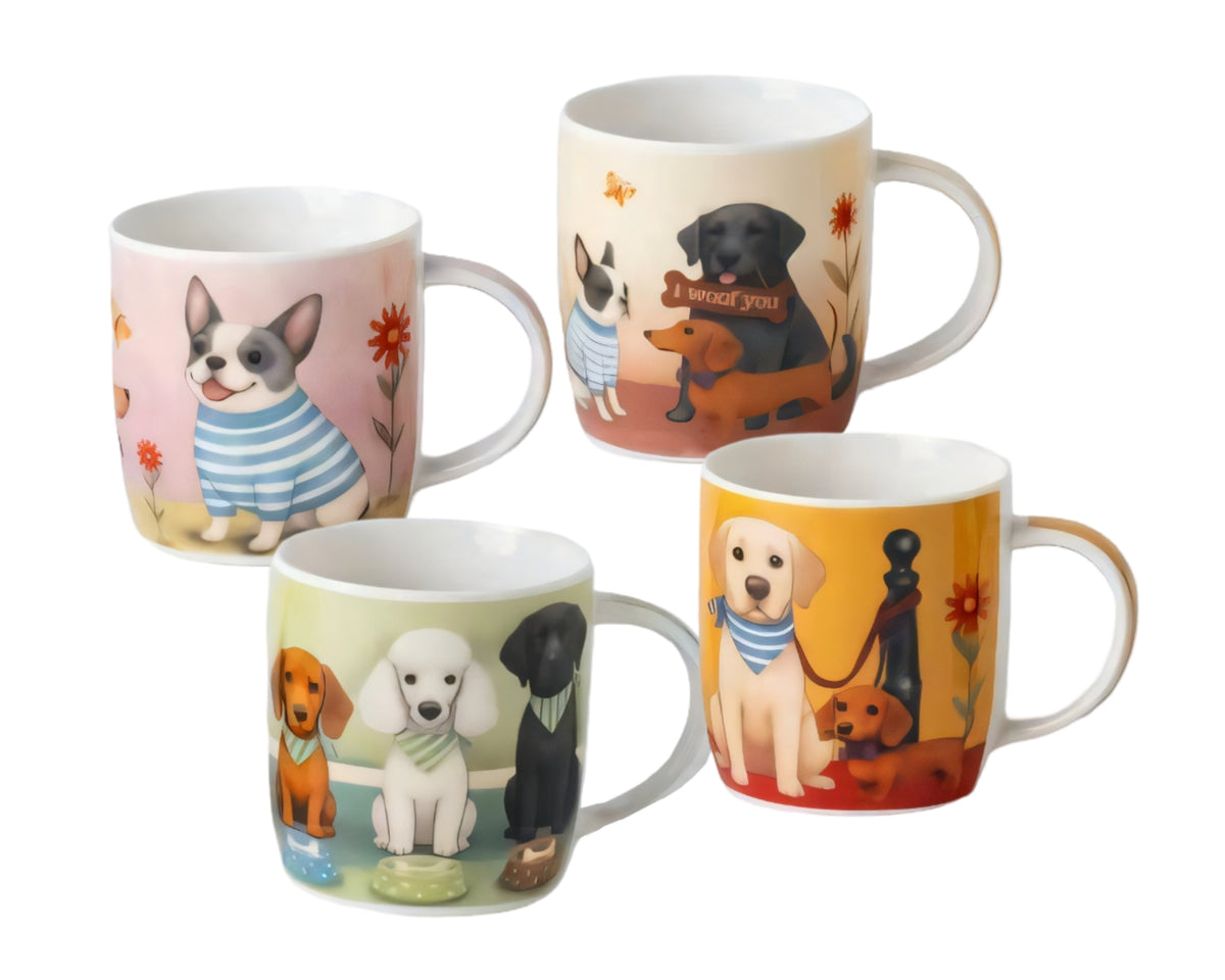 Bulk 24 Adorable Dogs Mug New Bone China Asst Designs