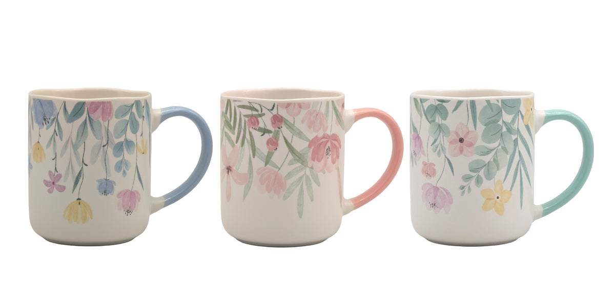Bulk 24 Botanical Flower Mug Scalloped Rim