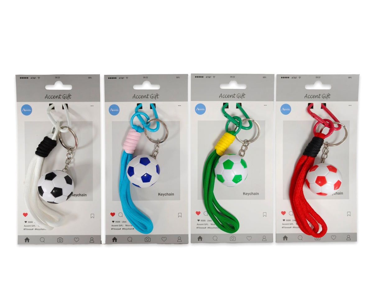 Bulk 24 Set 2 Soccer Keychain 4 Asst