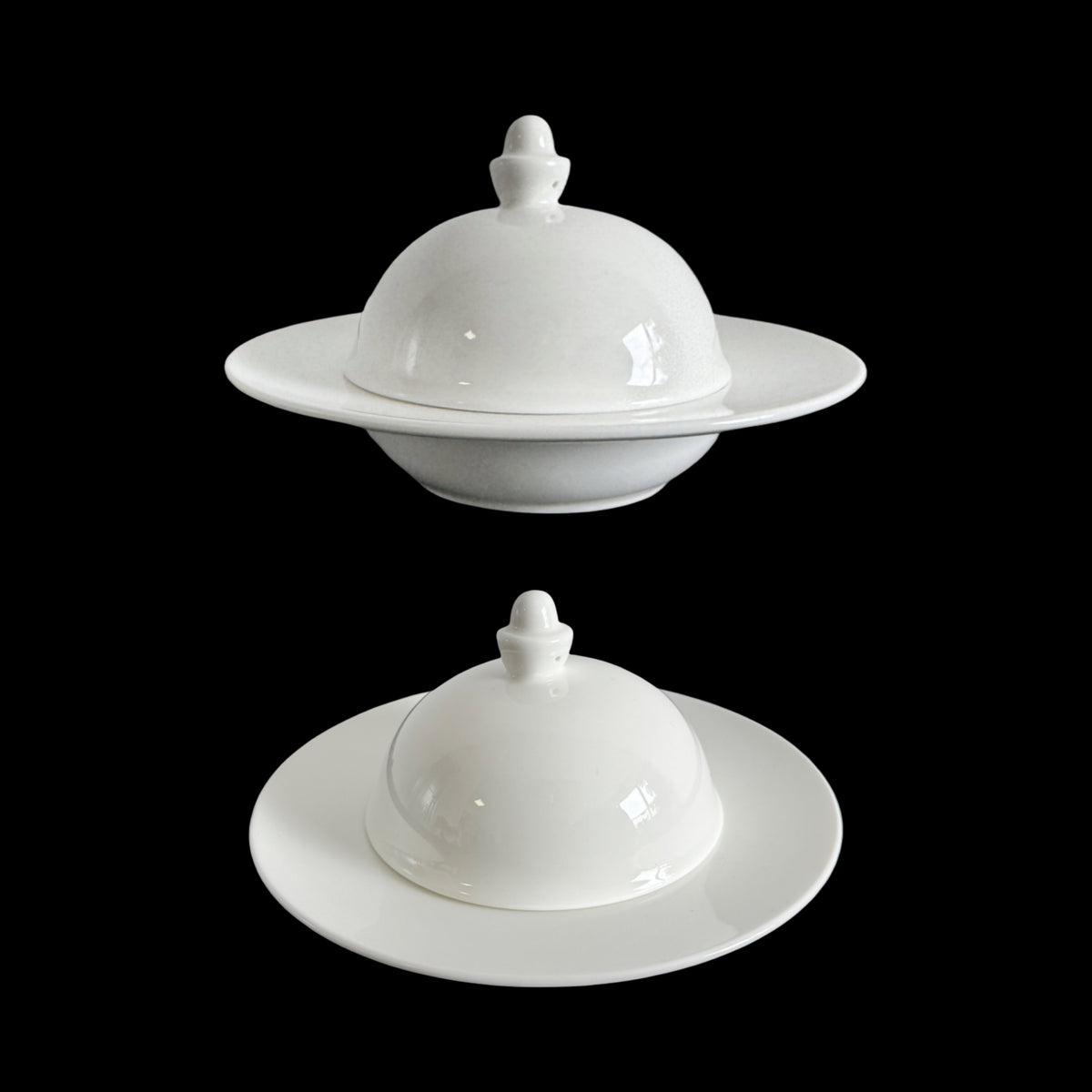 Bulk 12 White Fine Bone China Butter Dish