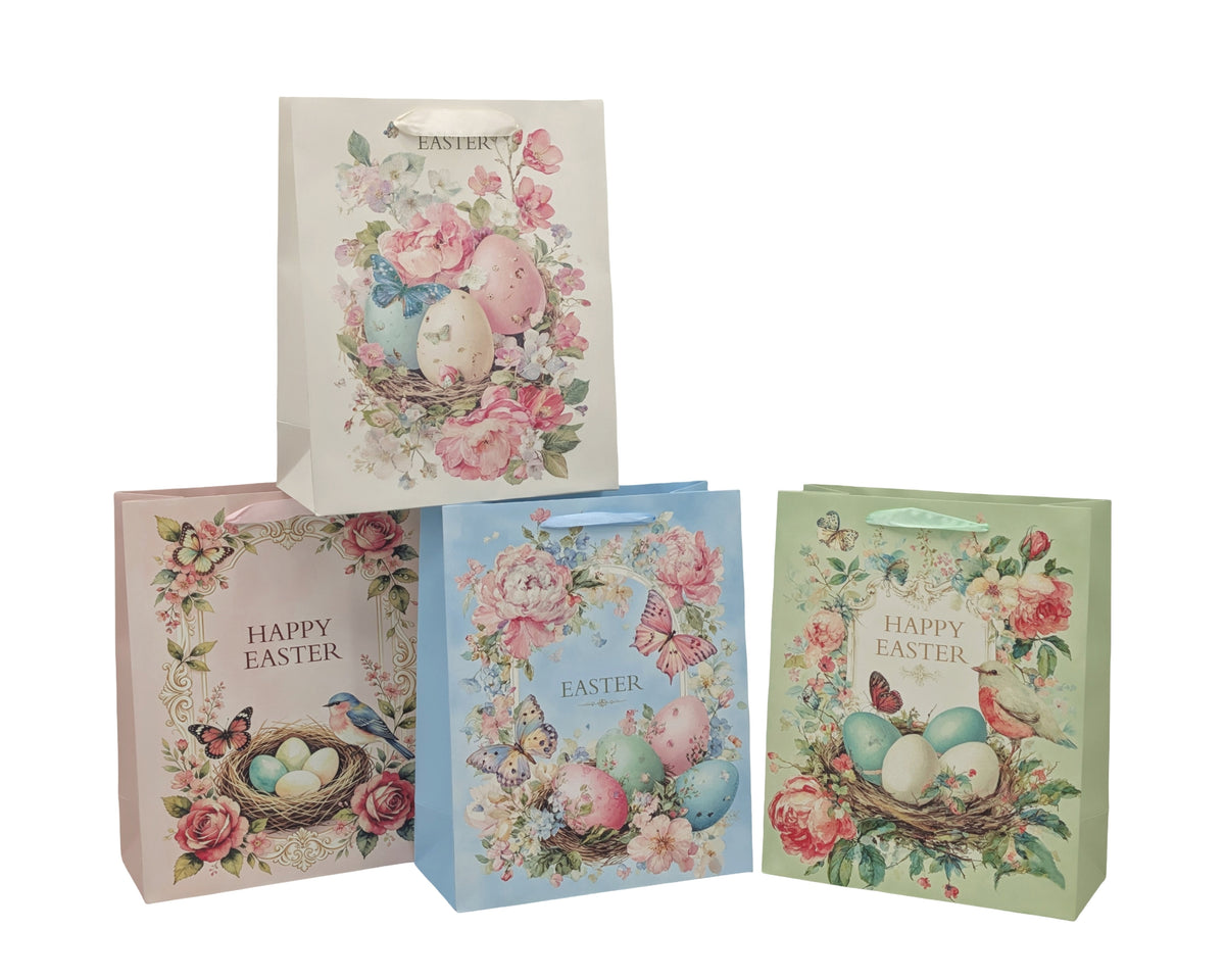 Bulk 24 Elegant Vintage Easter Bag Med 18x23x10cm 4 Asst