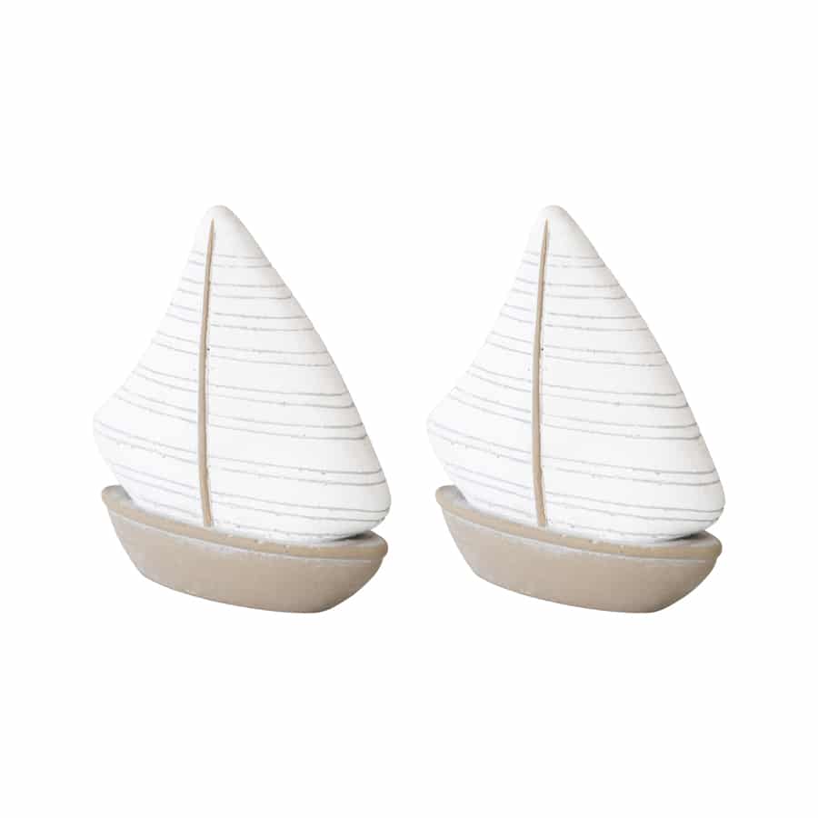 Set 2 Pottery Sailboats 15cm