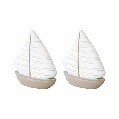 Set 2 Pottery Sailboats 15cm