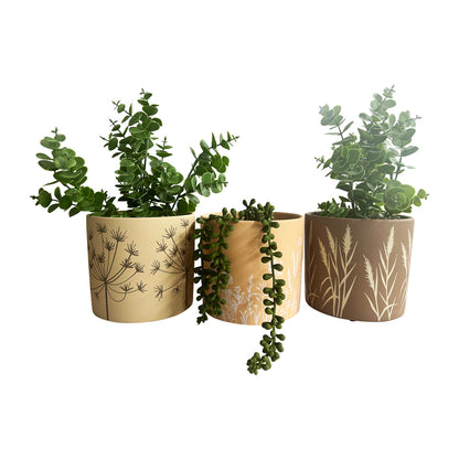 Set 3 Asst Flowergrass Design Planters w Hole + Plug 17cm - Image 2